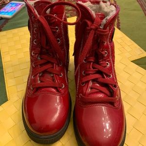 Olang Red Patent Boots w/ Retractable Ice Spikes